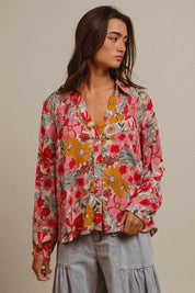 BiBi Woven Floral Printed Shirt Top | Tops Daverri Fashions