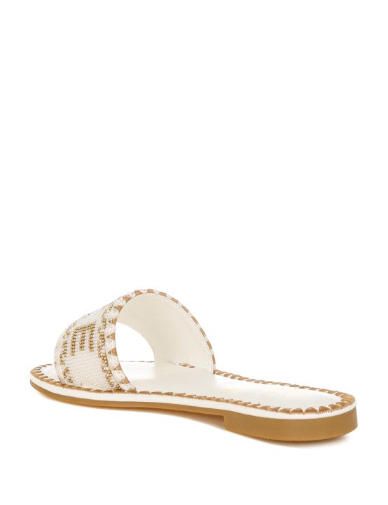 Hot Hub Beaded Lake Como Flat Slip Ons | Slides Daverri Fashions