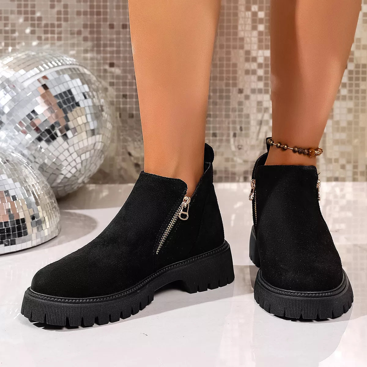 Bria Round Toe Side Zip Ankle Boots | Boots Daverri Fashions