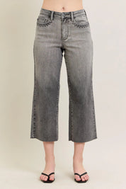 Gray Judy Blue Full Size Wide Leg Capris Jeans Plus Size | Capris Jeans Daverri Fashions