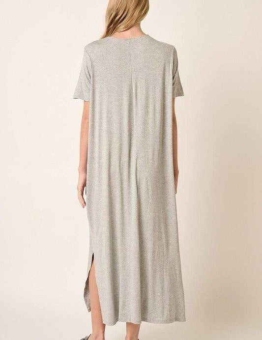 Mittoshop Side Slit Round Neck Short Sleeve Dress | Midi Dresses Daverri Fashions