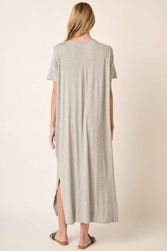 Mittoshop Side Slit Round Neck Short Sleeve Dress | Midi Dresses Daverri Fashions