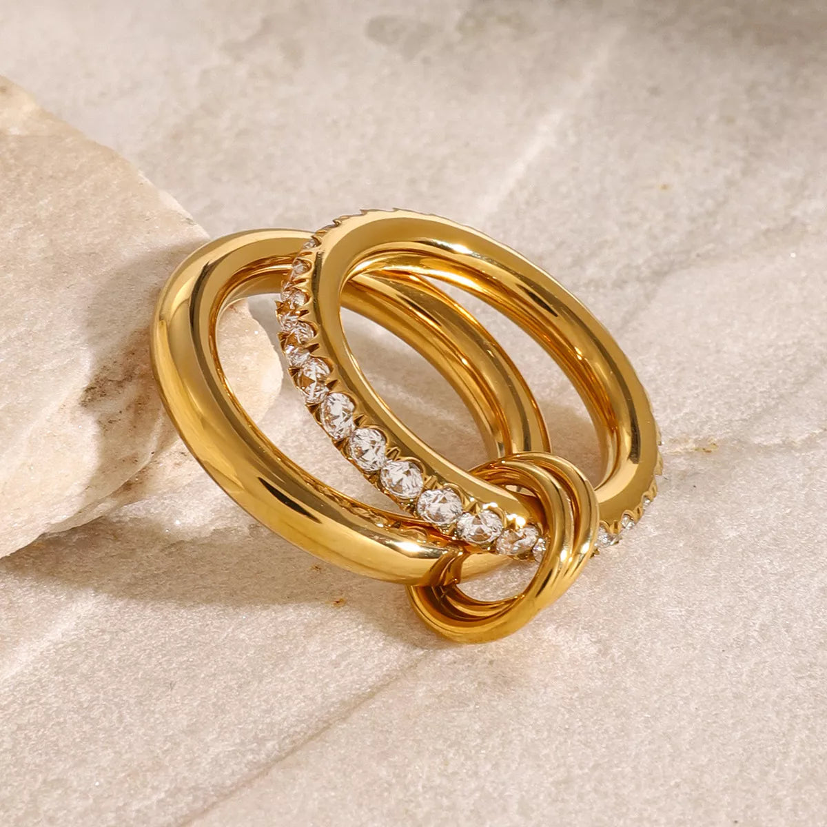 Gold 18K Gold-Plated Double Layered Ring | Rings Daverri Fashions