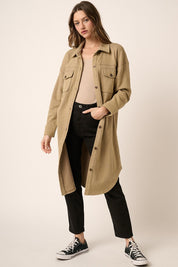 Mittoshop Acid Wash French Terry Longline Shacket | Shackets Daverri Fashions