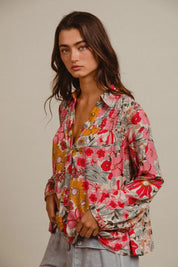 BiBi Woven Floral Printed Shirt Top | Tops Daverri Fashions