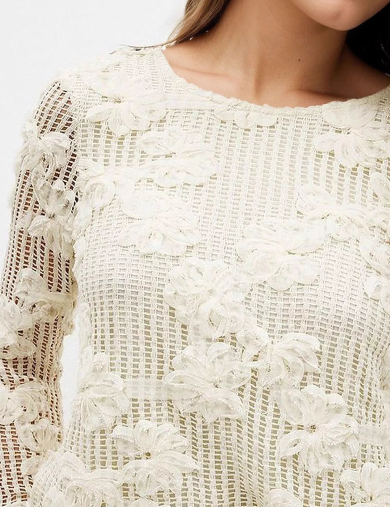 Openwork Tied Back Long Sleeve Blouse | Blouses Daverri Fashions