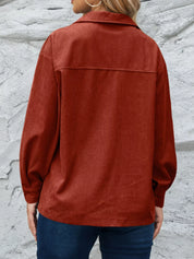 Corduroy Button-Down Shacket | Shackets Daverri Fashions