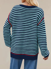 Slit Striped Oversized Sweater | Sweaters Daverri Fashions