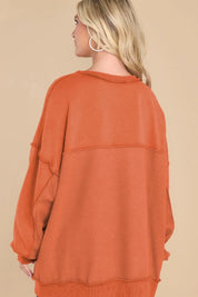 Exposed Seam Long Sleeve Sweatshirt | Sweatshirts Daverri Fashions