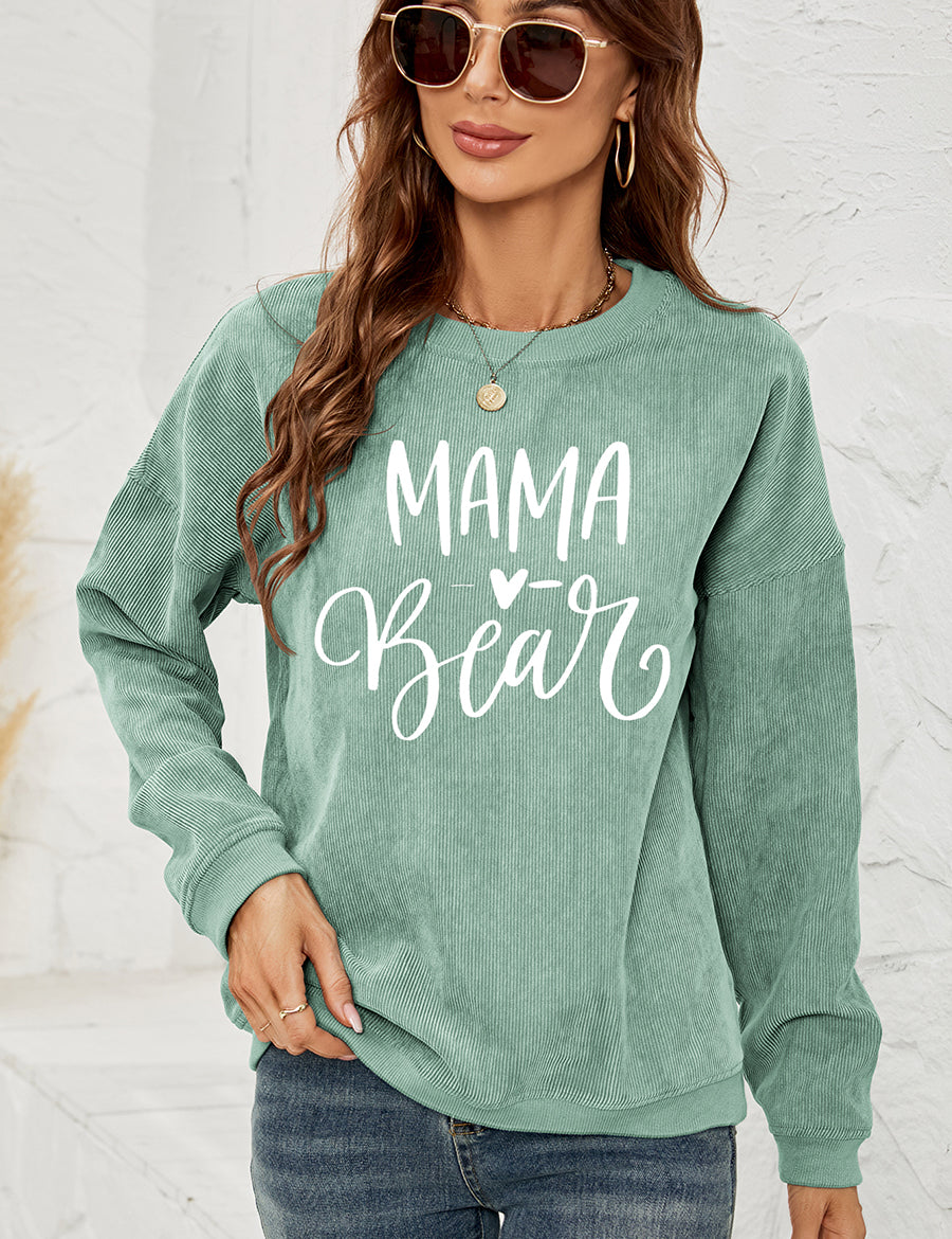 Gum Leaf MAMA Graphic Round Neck Sweatshirt | Sweatshirts Daverri Fashions