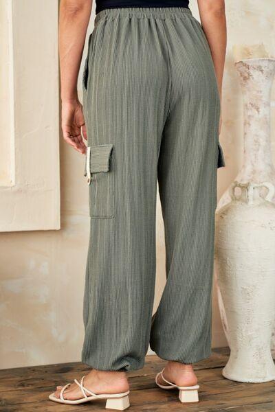 Hailey & Co Textured Rib Cargo Pants | Pants Daverri Fashions