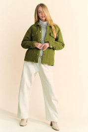 Davi & Dani Quilted Button Down Shacket with Chest Pockets | Shackets Daverri Fashions