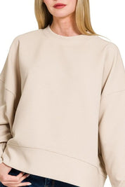 Zenana Ribbed Balloon Sleeve Sweatshirt | Daverri Fashions
