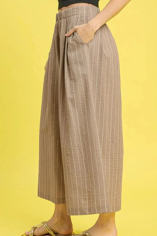 Umgee Pinstripe Crop Palazzo Pants - DAVERRI FASHIONS