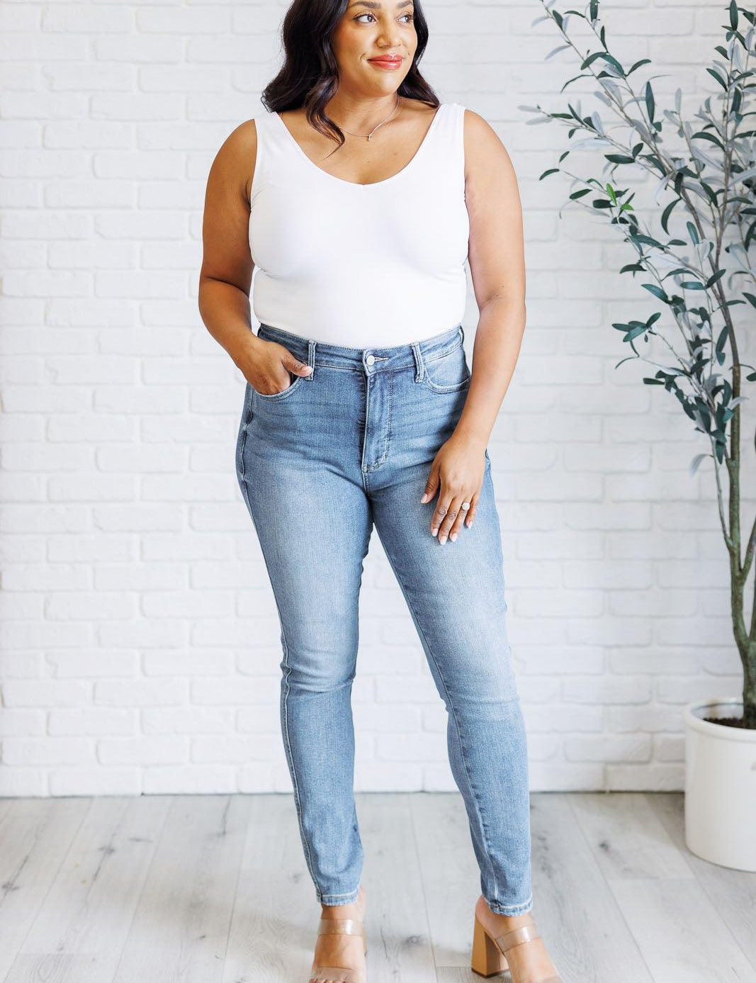 Judy Blue Justine High Rise Control Top Skinny Jeans | Tops Daverri Fashions