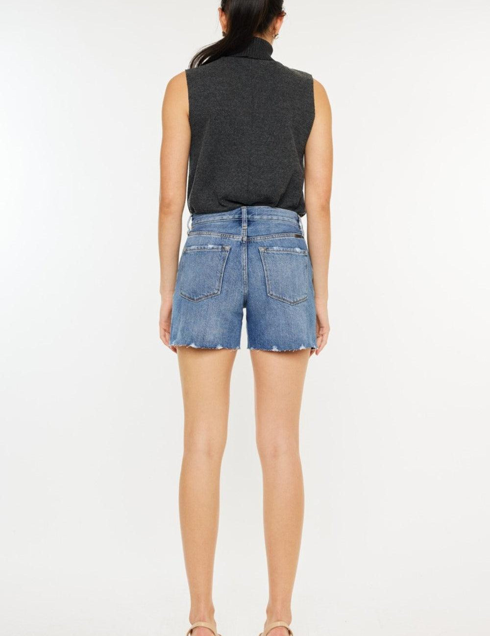 Kancan Distressed High Waist Denim Shorts | Daverri Fashions