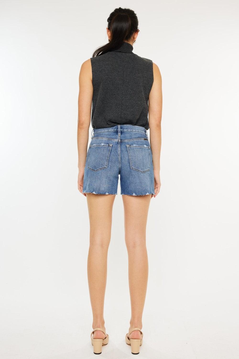 Kancan Distressed High Waist Denim Shorts | Daverri Fashions