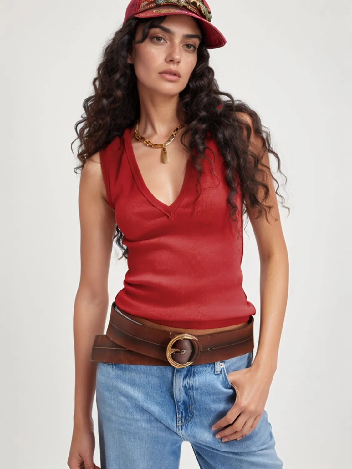 Scarlet Solid V-Neck Tank | Tank Tops Daverri Fashions