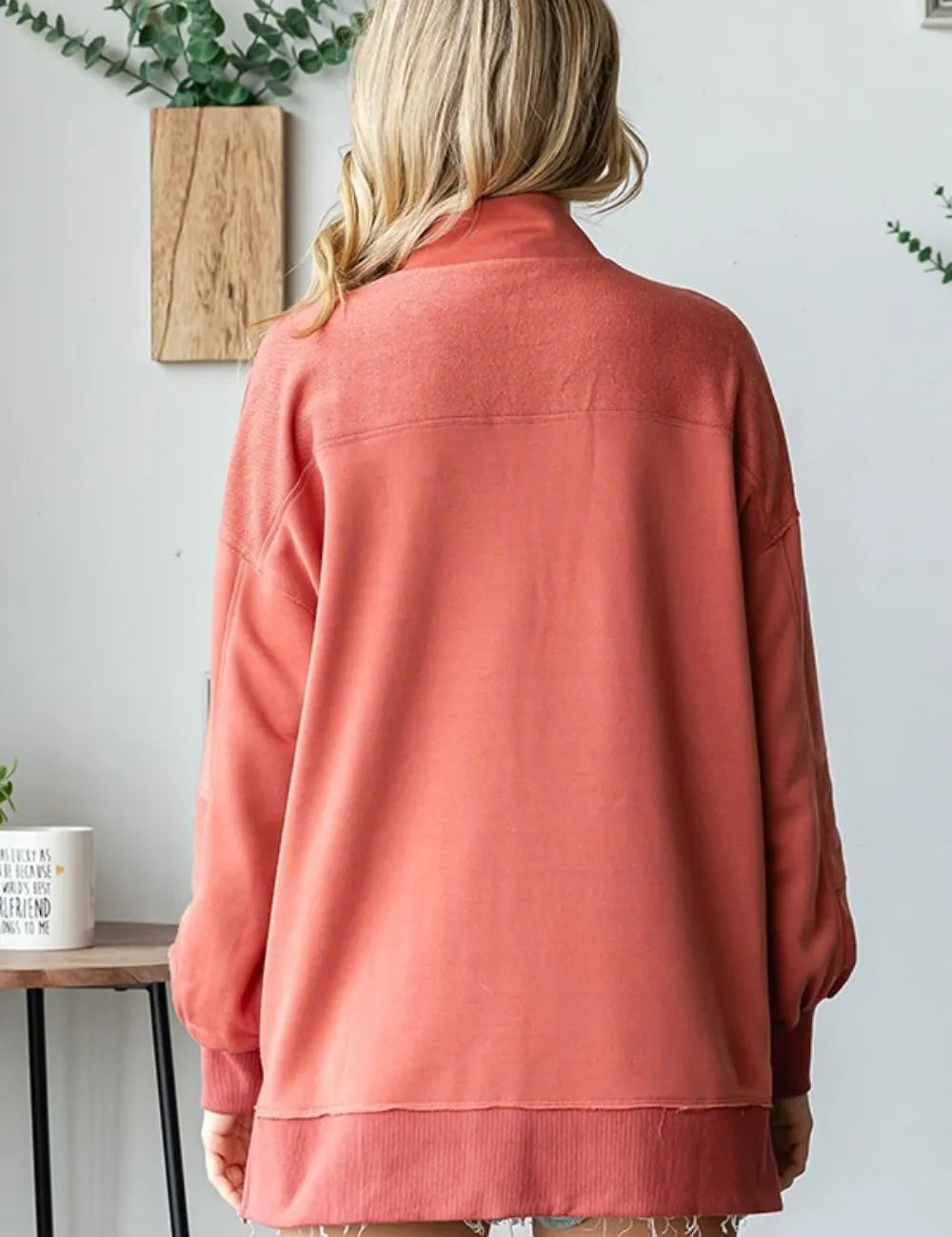 First Love Grommet Split Neck Kangaroo Pocket Sweatshirt | Sweatshirts Daverri Fashions