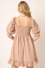 Mittoshop Smocked Ruffled Hem Half Sleeve Mini Dress | Mini Dresses Daverri Fashions