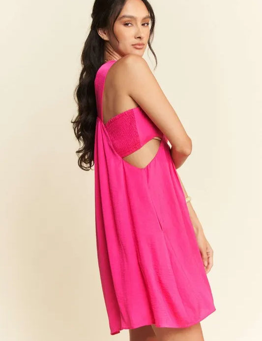 Davi & Dani Washed Satin Cutout Skirt Bandeau Mini Dress | Daverri Fashions