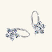 1.2 Carat 925 Sterling Silver Moissanite Flower Huggie Earrings | Sterling Silver Earrings Daverri Fashions
