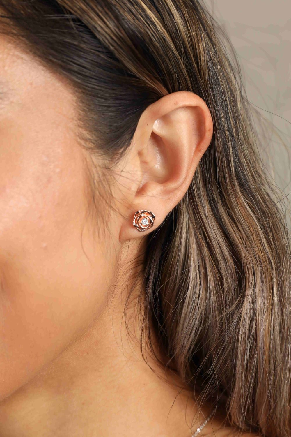 Rose Gold One Size Adored Moissanite Flower 925 Sterling Silver Earrings | Silver Earrings Daverri Fashions