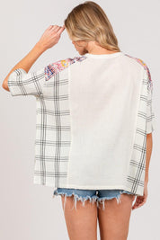 SAGE + FIG Plaid Half Button Gauze Top | Tops Daverri Fashions
