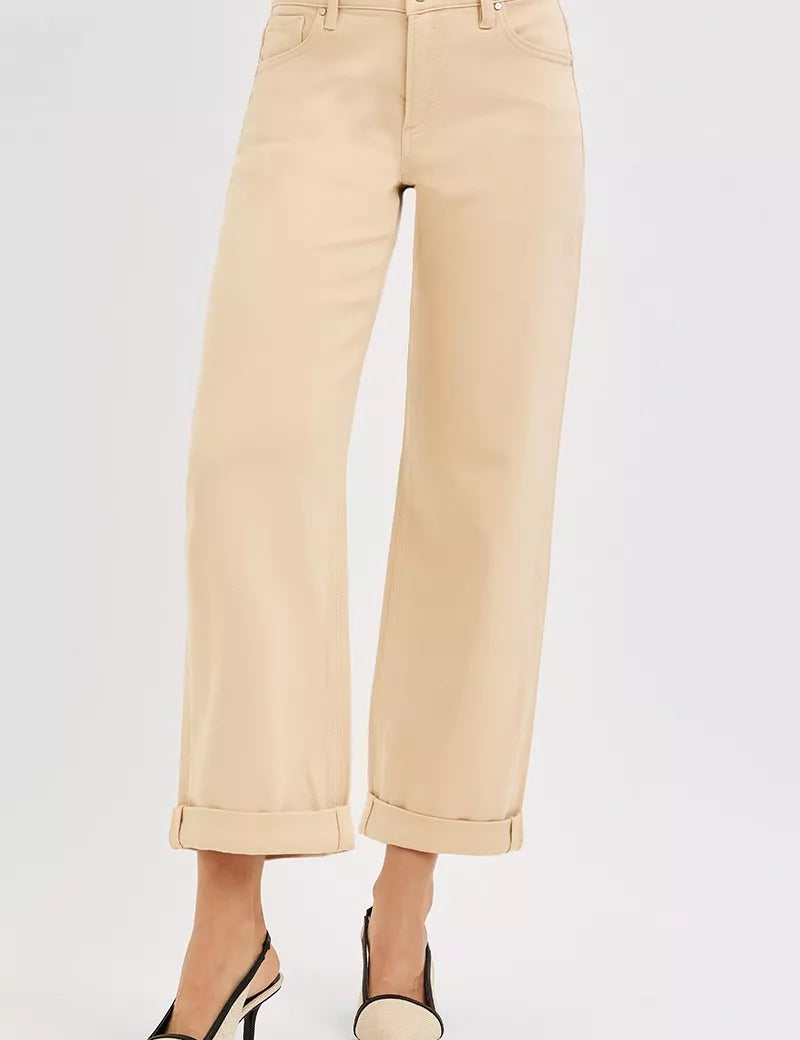 RISEN Tummy Control Mid Rise Ankle Barrel Relaxed Baggy Jeans | Jeans Daverri Fashions