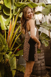BiBi Leopard Sleeveless Overalls with Pockets | Shortalls Daverri Fashions