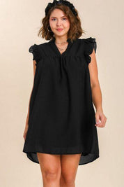 Umgee Full Size Layered Ruffle Sleeve Mini Dress Plus Size | Mini Dresses Daverri Fashions