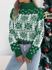 Christmas Snowflake Turtleneck Long Sleeve Sweater | Sweaters Daverri Fashions