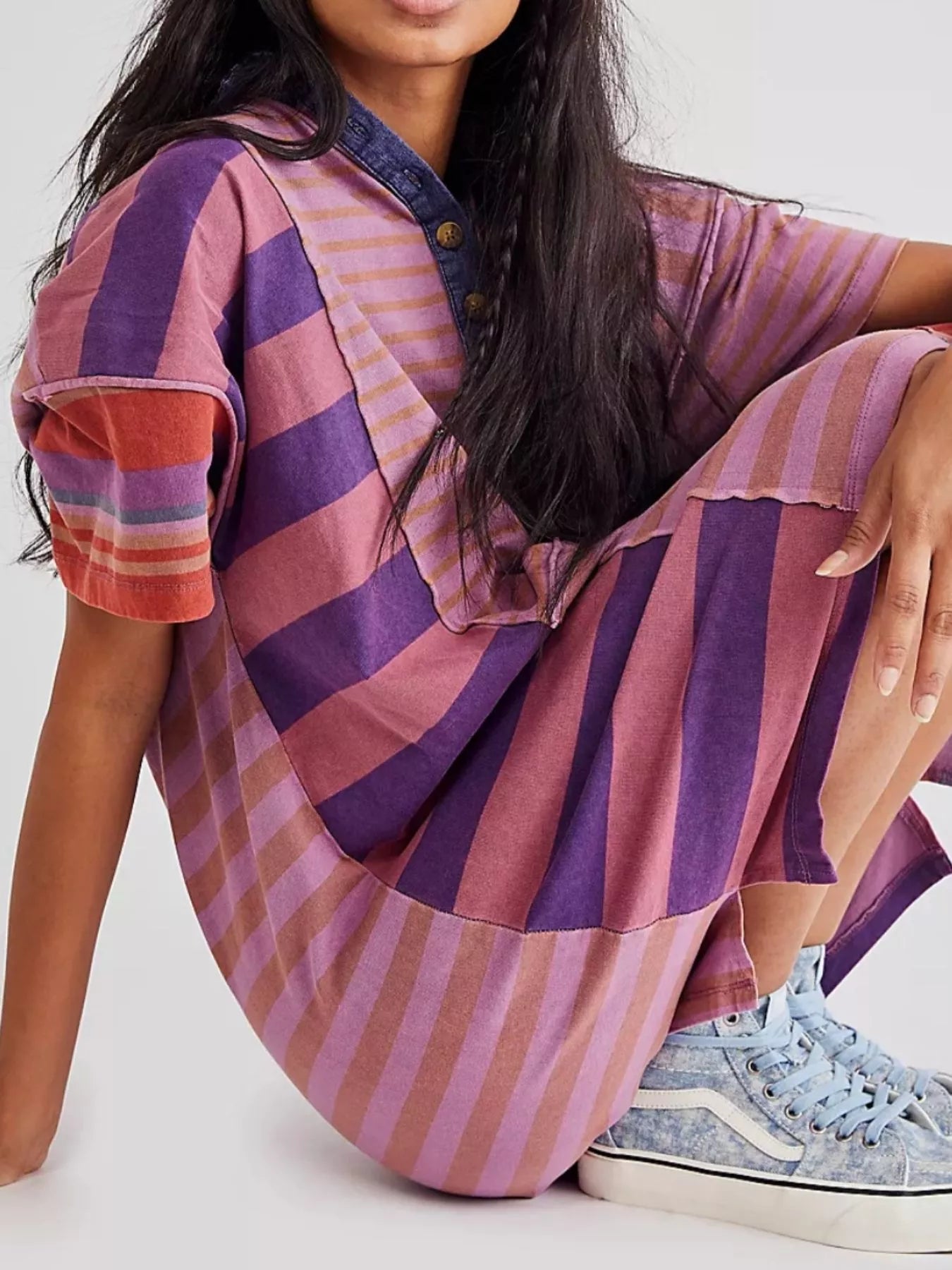 Striped Oversized Half Button Shirt Dress | Mini Dresses Daverri Fashions