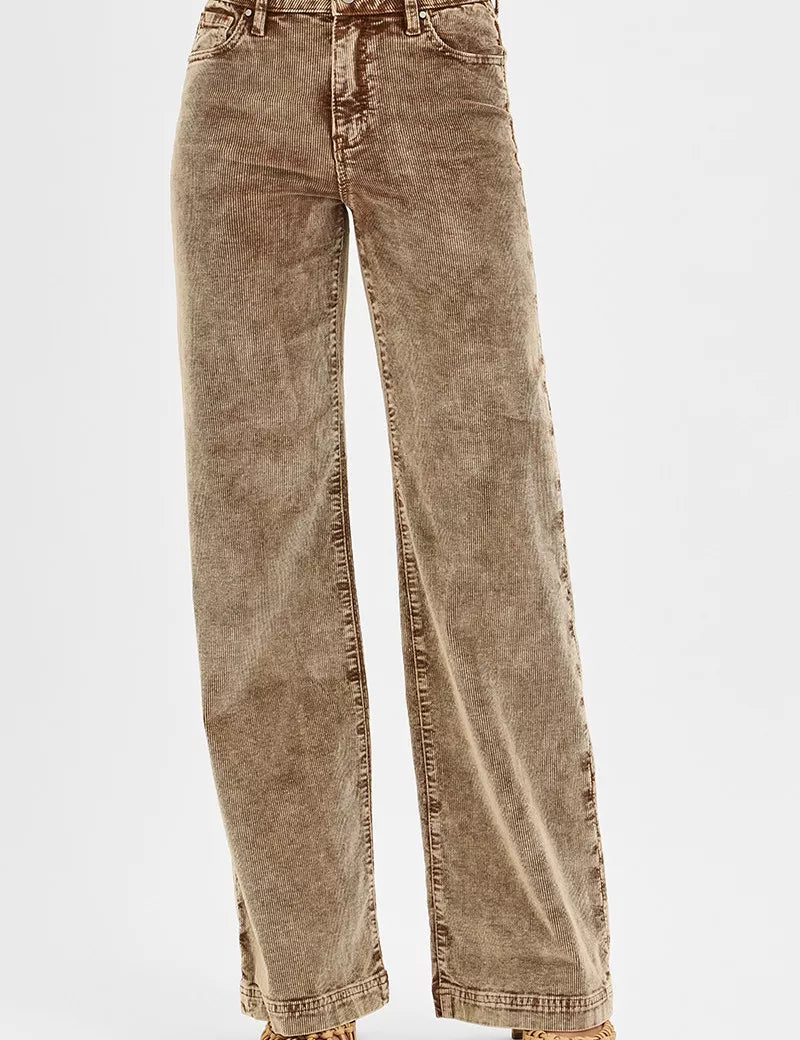 MOCHA RISEN High Rise Wide Leg Corduroy Jeans | Jeans Daverri Fashions