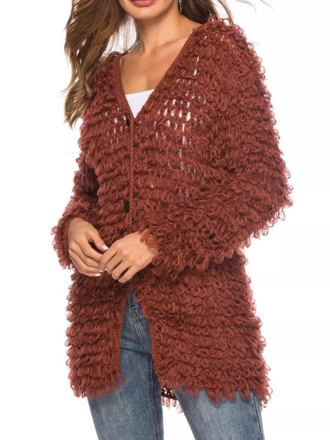 Textured Knit Button Up Cardigan | Cardigans Daverri Fashions