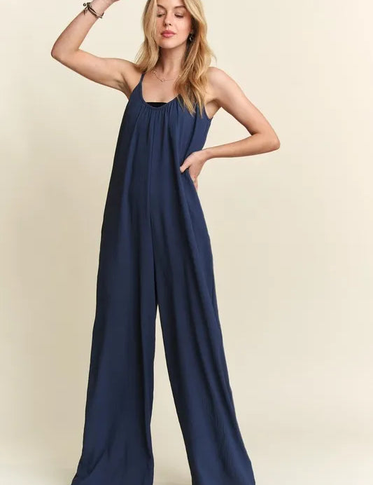 ADORA Wide Leg Casual Cami Jumpsuit | Daverri Fashions
