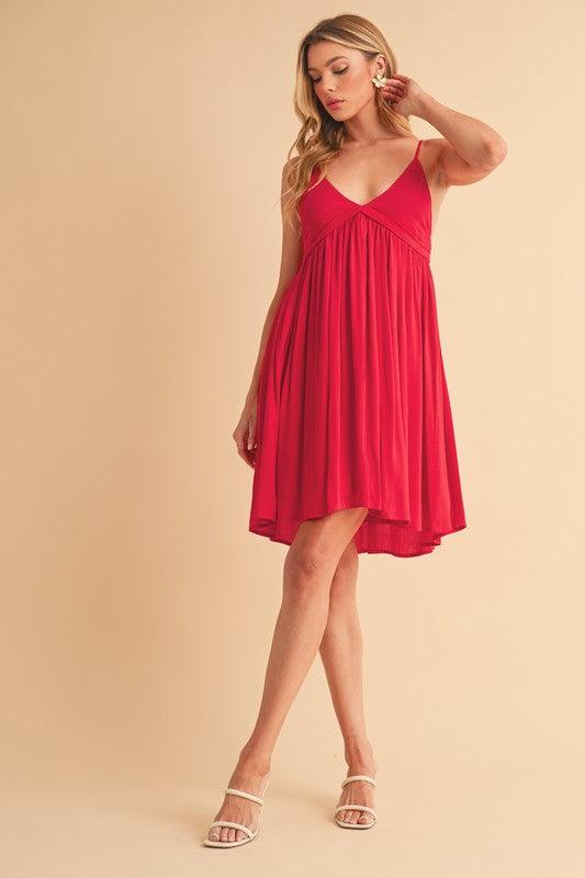 Aemi + Co Ruched Plunge Mini Cami Dress | Cami Dresses Daverri Fashions