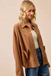 BiBi Corduroy Relaxed Fit Shacket with Back Pleat | Shackets Daverri Fashions
