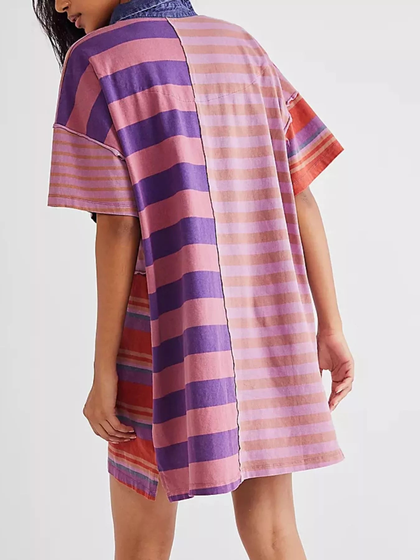 Striped Oversized Half Button Shirt Dress | Mini Dresses Daverri Fashions