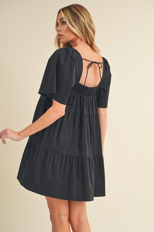 Aemi + Co Square Neck Half Sleeve Tiered Dress | Daverri Fashions