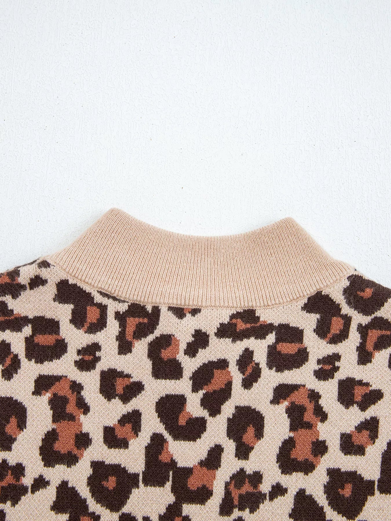 Leopard Print High Neck Shift Mini Sweater Dress | Mini Dresses Daverri Fashions
