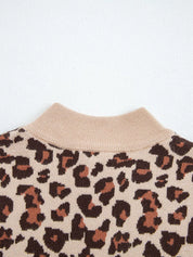Leopard Print High Neck Shift Mini Sweater Dress | Mini Dresses Daverri Fashions