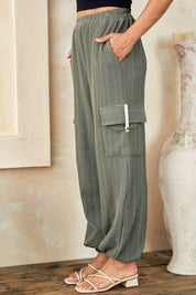Hailey & Co Textured Rib Cargo Pants | Pants Daverri Fashions