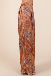 Mittoshop Paisley Patchwork Print Satin Wide Leg Pants | Pants Daverri Fashions