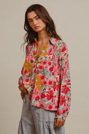 BiBi Woven Floral Printed Shirt Top | Tops Daverri Fashions
