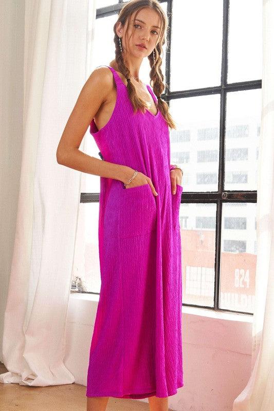 ADORA Textured Wide-Leg Jumpsuit | Jumpsuits Daverri Fashions