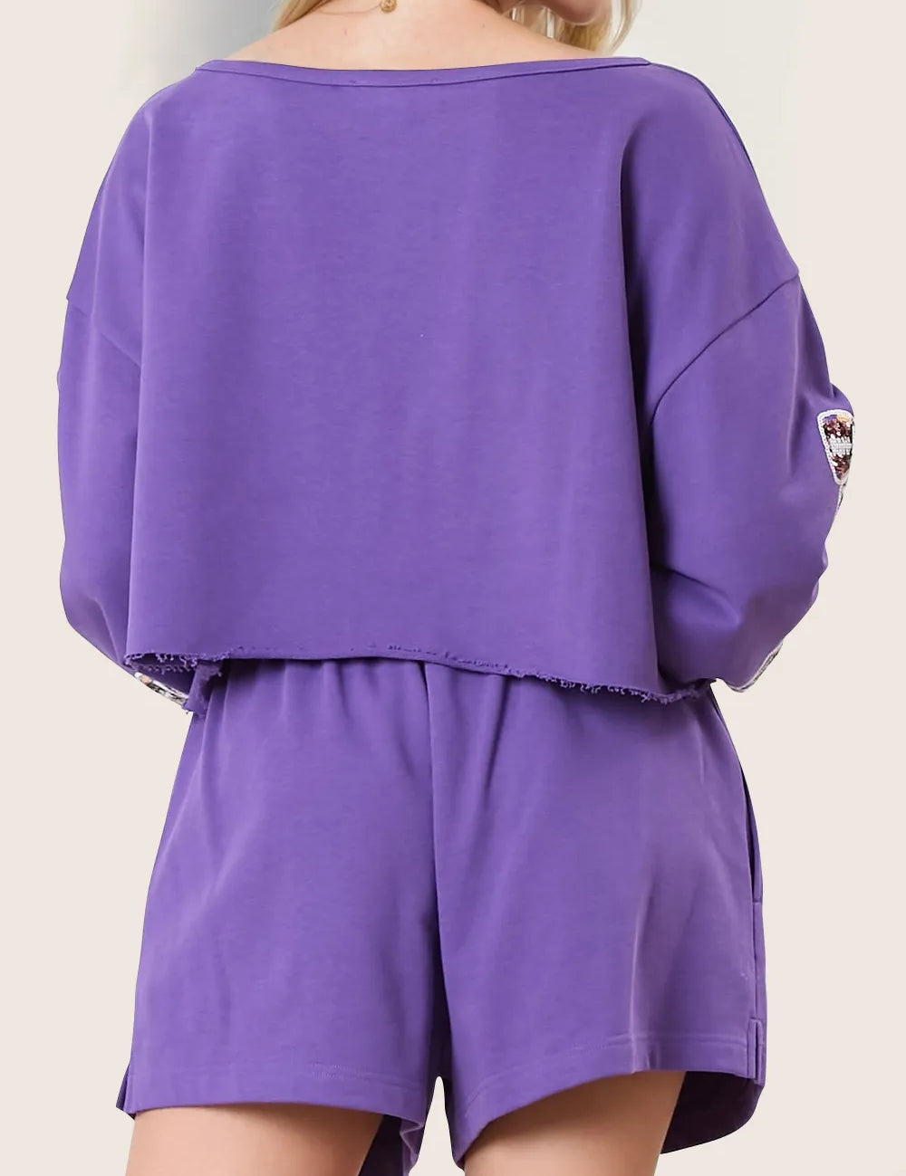 Double Take Sequin Bow Cropped Top and Shorts Set | Loungewear Sets Daverri Fashions