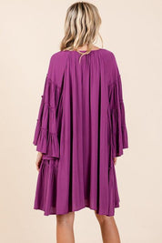 Mittoshop Frill Tie Neck Bell Sleeve Dress | Midi Dresses Daverri Fashions
