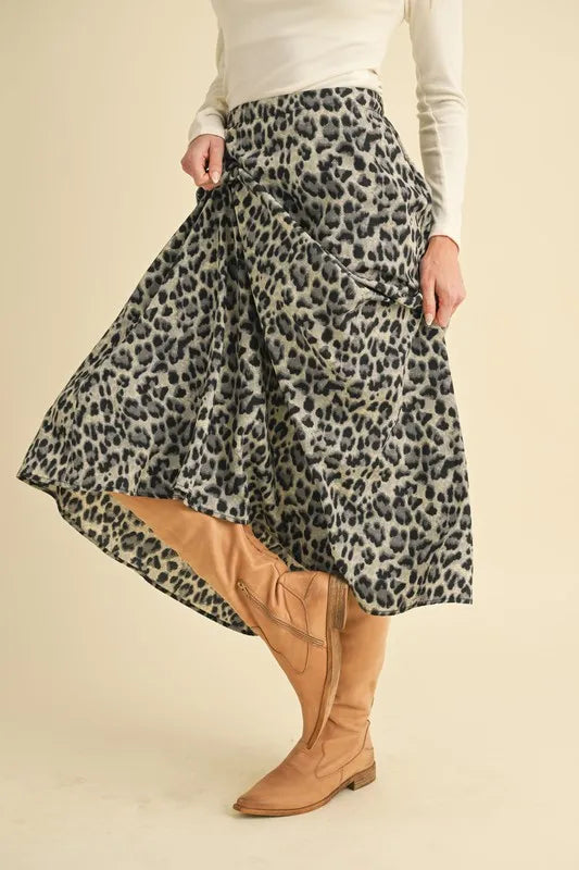 Aemi+Co Leopard Midi Skirt | Daverri Fashions