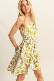 HYFVE Floral Print Halter Neck Tiered Mini Dress | Daverri Fashions